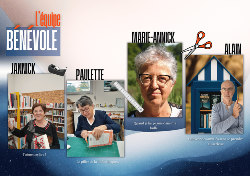 L'équipe bénévole : Jannick, Paulette, Marie-Annick, Alain