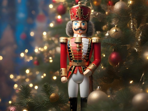 soldat en bois devant un sapin