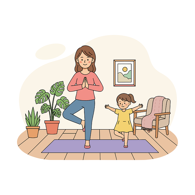 maman et sa fille qui réalise une posture de yoga