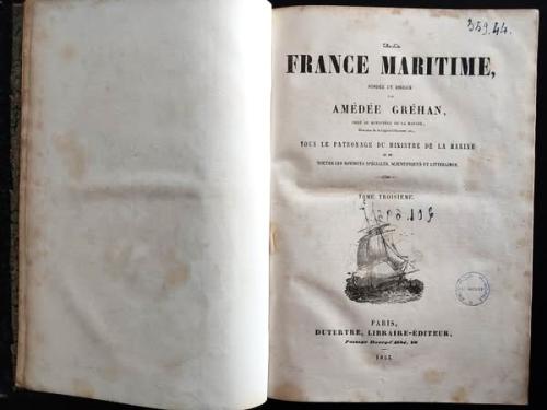 Page de titre du livre La France maritime avec une gravure de voilier sous le titre